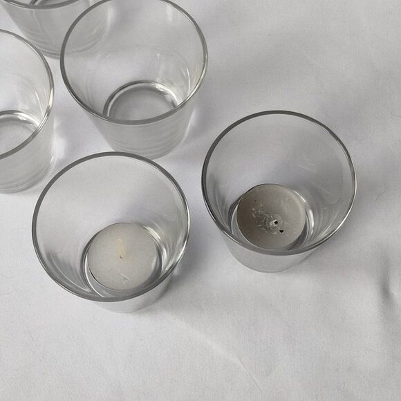 Set of 6 Clear Glass Cocktail Shot Glass or Votive Candle holders Vintage - Picture 3 of 5